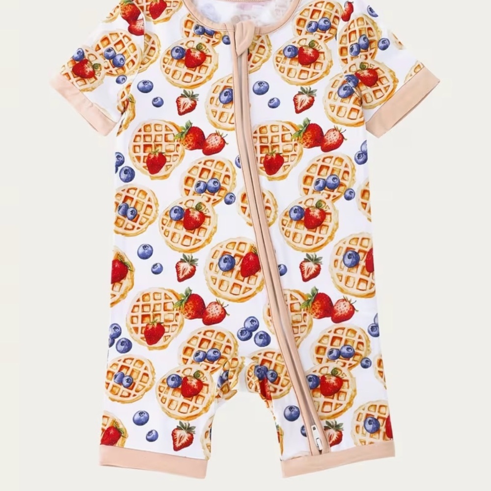 New Infant Girl /Boy Junblebaby Breakfast One Piece Bamboo Pajamas 6-9 mo